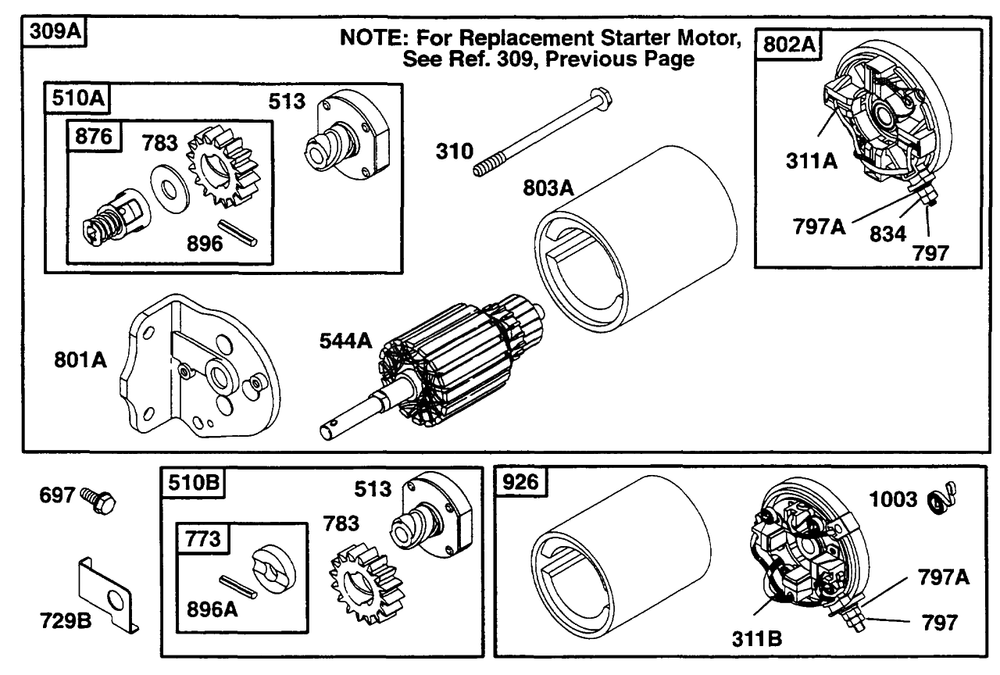 Electric Starter 2 Diagram and Parts List for 253702-0159-XX  Briggs and Stratton Engine